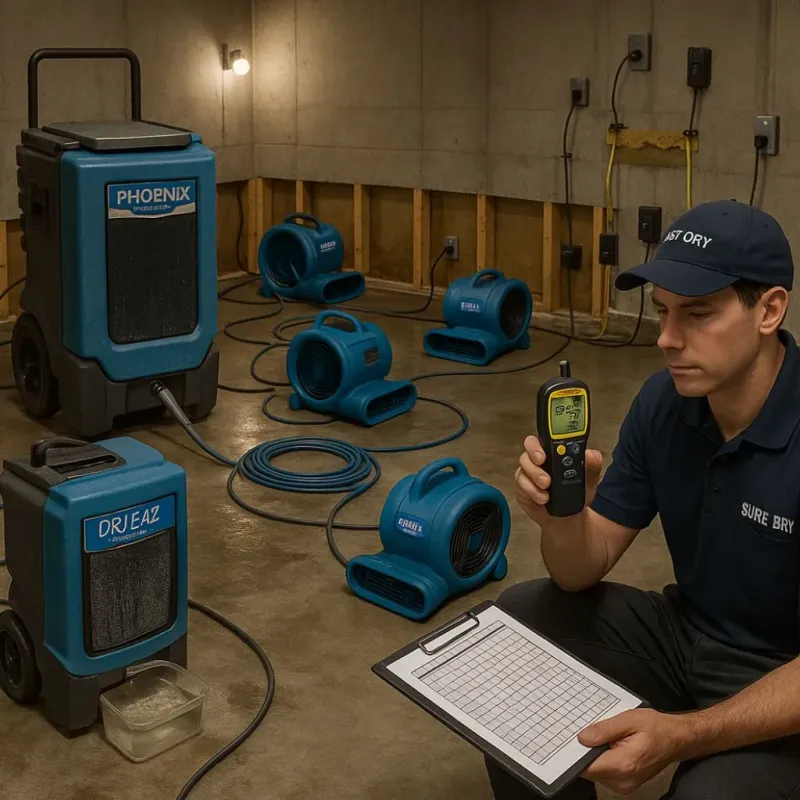 Structural Drying and Dehumidification process in Woodway, TX